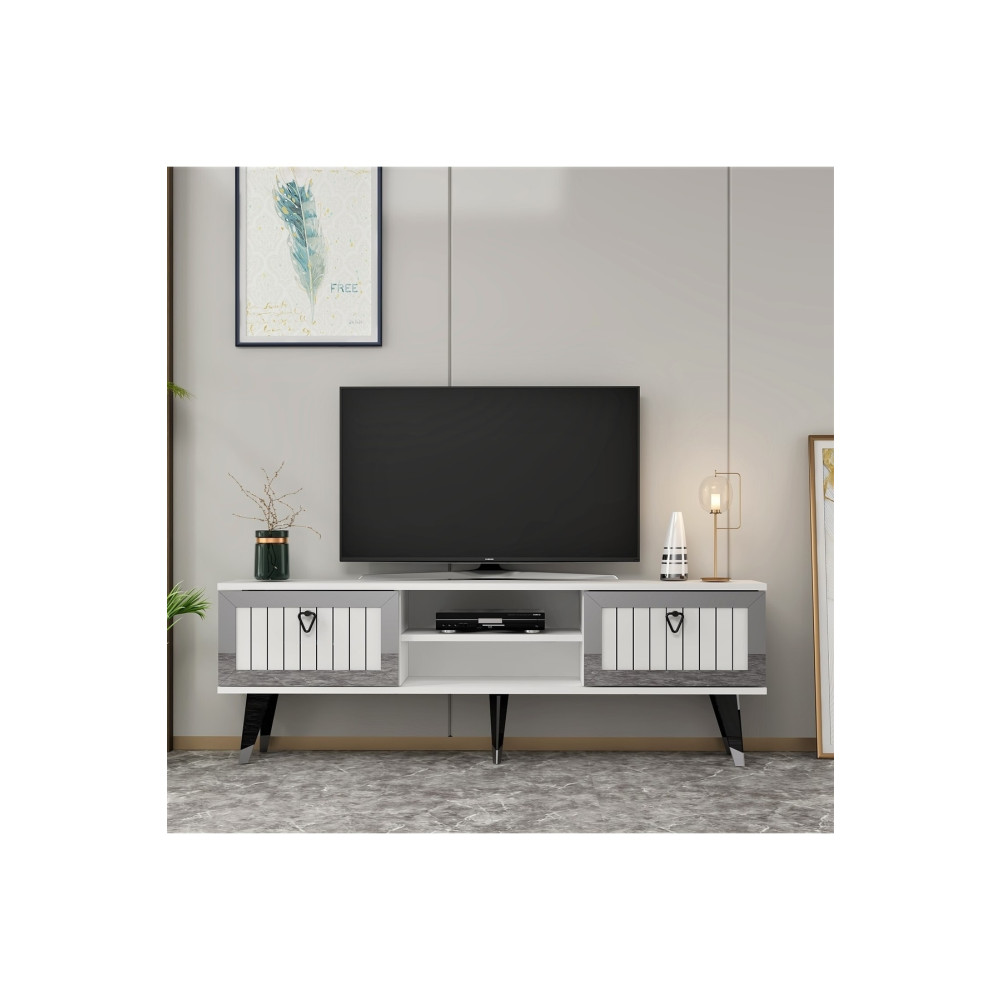 DEMONTE DECOR Lidya Tv Stand Beyaz-gümüş Tv Ünitesi / Sehpası Fiyatı