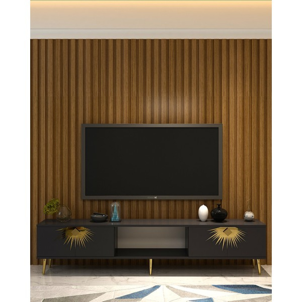 Demonte Decor Nidadd Tv Ünitesi Antrasit-Altın - TEK EBAT Tv Ünitesi / Sehpası Fiyatı