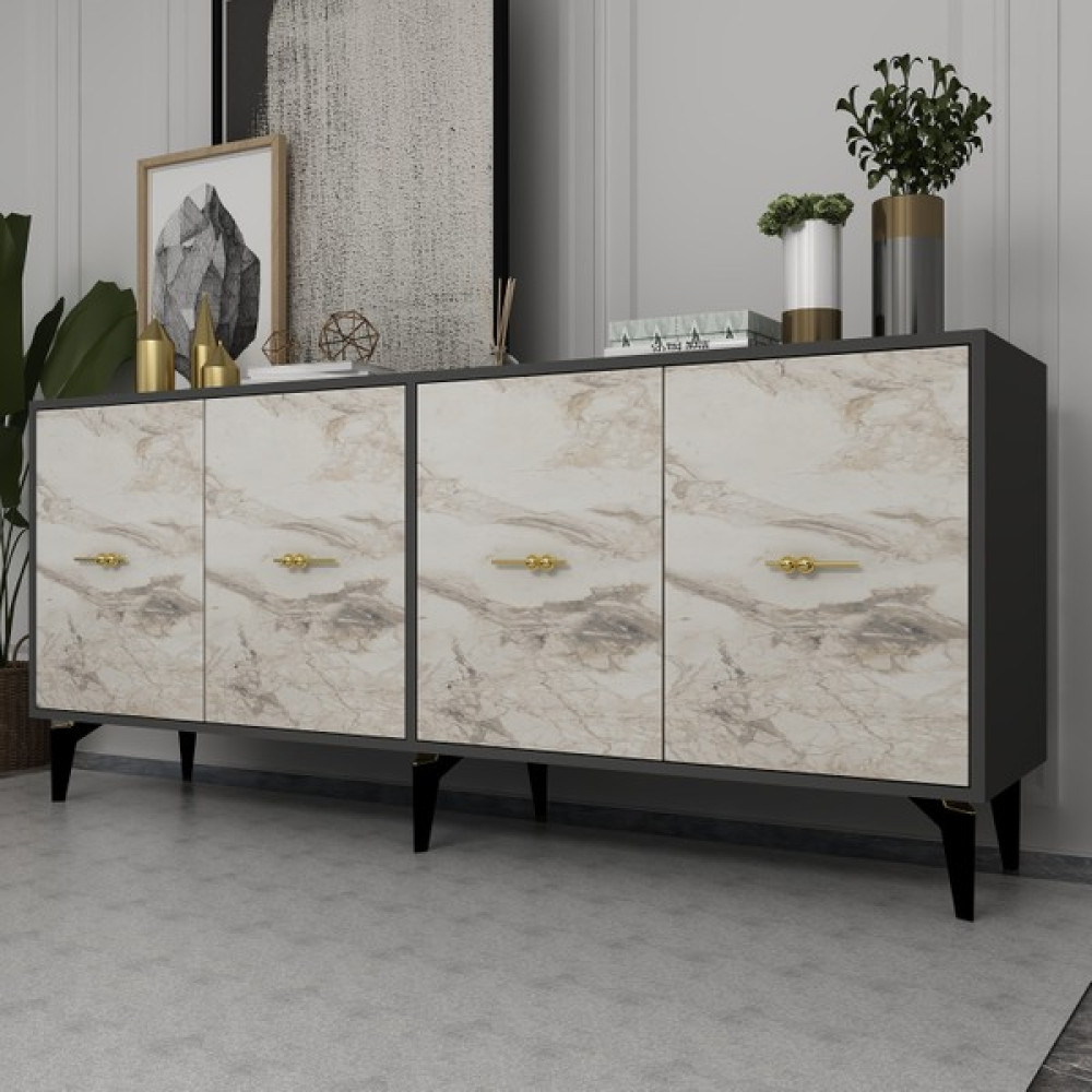Demonte Decor Sinta 180 cm Konsol (KX180) Antrasit-Efesmermer - TEK EBAT - Antrasit Konsol Mobilya Fiyatı