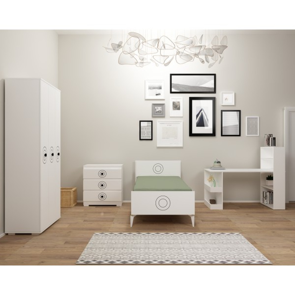 Demonte Decor Valens Çocuk Genç Odası (C-L-S-P) Beyaz-Beyaz - Beyaz Genç Odası Takımı / Seti Fiyatı