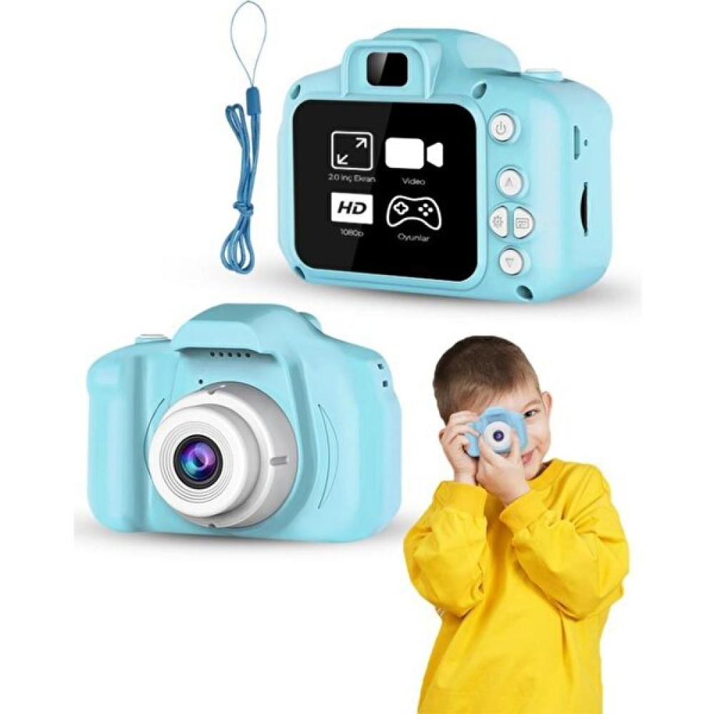 DEMPOWER Çocuk Mini Dijital Fotoğraf Makinesi 1080P Hd Açık Mavi - Ahududu Dijital Fotoğraf Makineleri Fiyatı