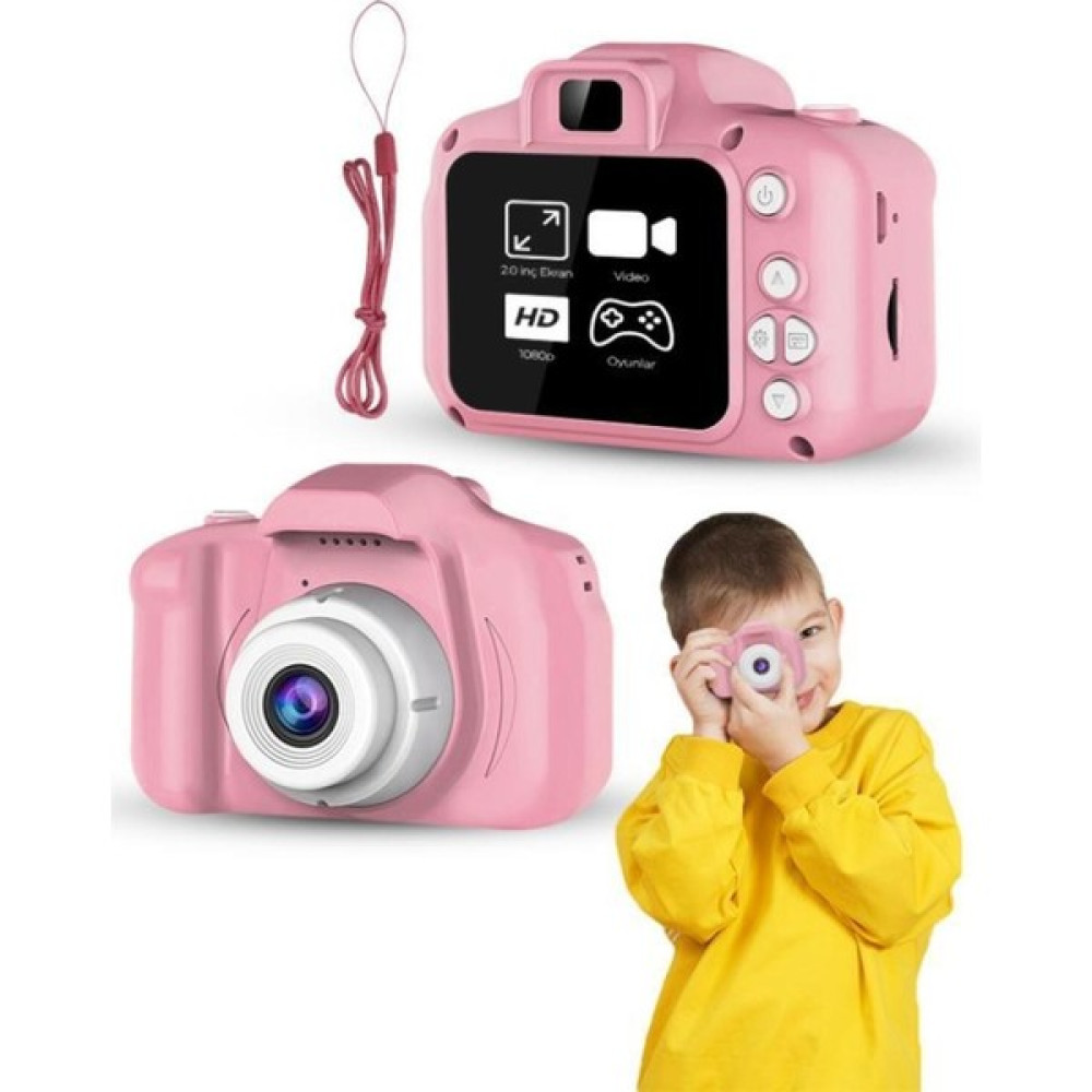 DEMPOWER Çocuk Mini Dijital Fotoğraf Makinesi 1080P Hd Pembe Dijital Fotoğraf Makineleri Fiyatı
