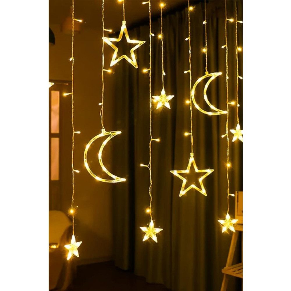 DEMPOWER Dp-45 Gün Işığı 3 Metre Ay Yıldız Şekilli Perde Led Yaş Günü & Parti Fiyatı