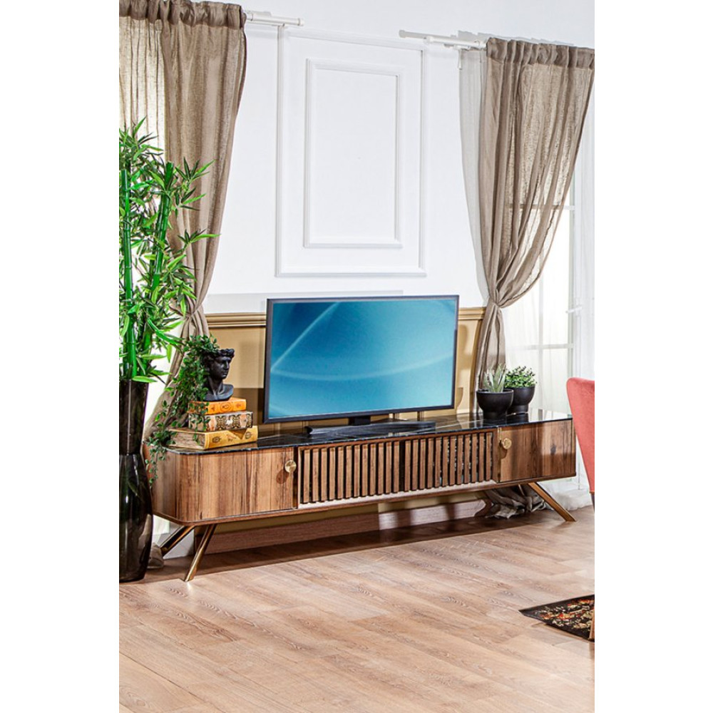 Demre 203X45 Tv Unitesi - Ceviz Tv Ünitesi / Sehpası Fiyatı