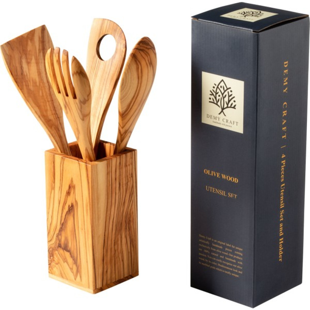 Demy Craft Zeytin Ağacı 5 Parça Kutulu Set 30 cm. Tahta Kaşık Çatal Spatula - Kahverengi Mutfak Gereçleri Fiyatı