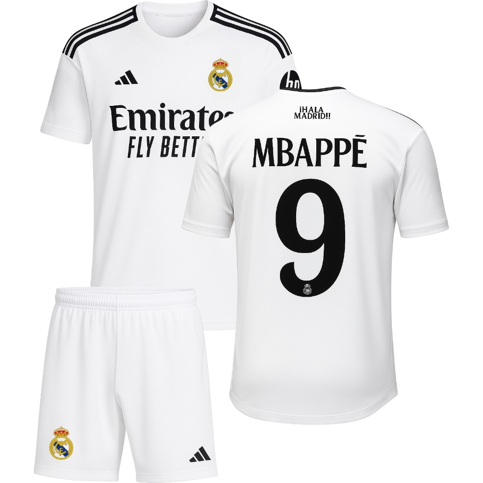 Denapcal Mbappe Real Madrid Beyaz 3'lü Çocuk Futbol Forma Seti (Forma,şort ve Çorap) Giyim & İç Giyim Fiyatı