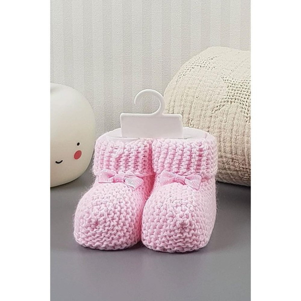 Deneme Kabini Bebek Patik Fiyonklu Triko Örgü Bebek Patiği - Pembe Bebek Ayakkabısı Fiyatı