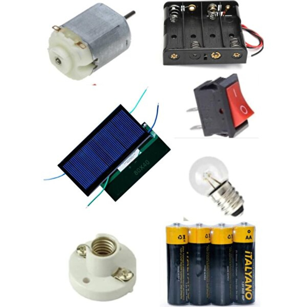 Deney Seti, Güneş Paneli, Mini Motor, Pil Yatağı, Mini Ampul, Mini Duy, Düğme, Pil Okul Malzemeleri Fiyatı