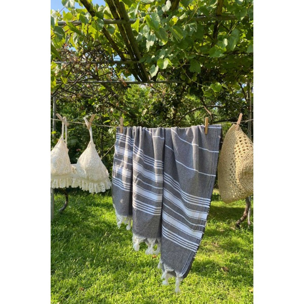 Denia Home Peştemal Havlu Ezghi - Gri - 100 x 180 cm Peştamal Fiyatı