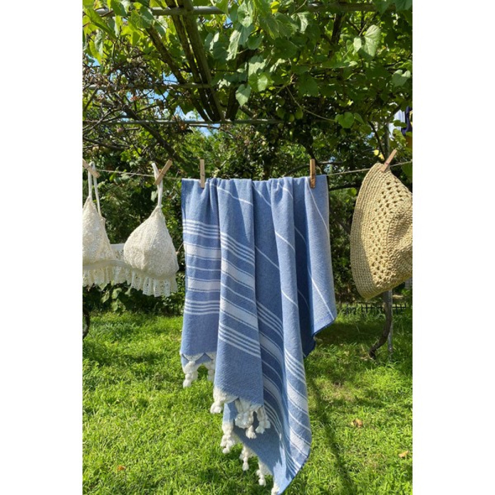 Denia Home Peştemal Havlu Ezghi - Mavi - 100 x 180 cm Peştamal Fiyatı