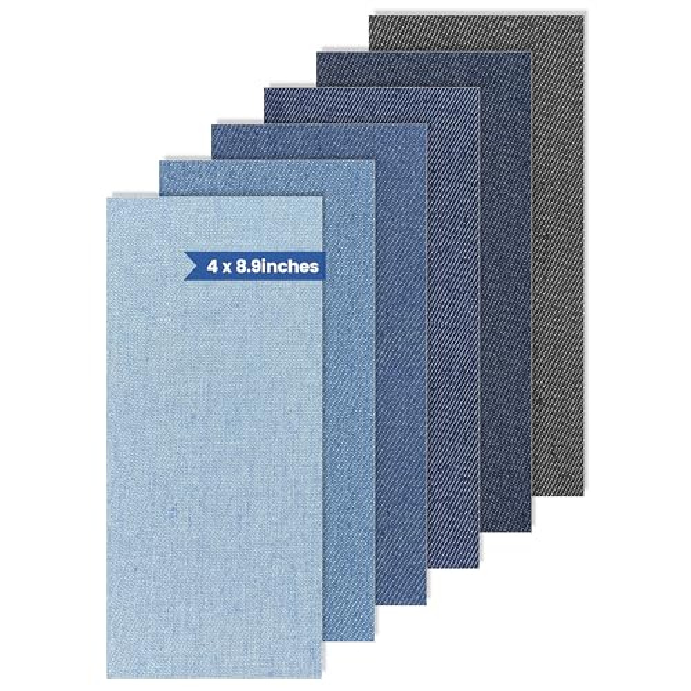 Denim Patches for Inside Jeans - Iron On Patches for Jeans - Jeans Patch for Repairing Pant Holes and Covering Imperfections, 6 Colors, Each Piece Measures 4 in x 8.9 in