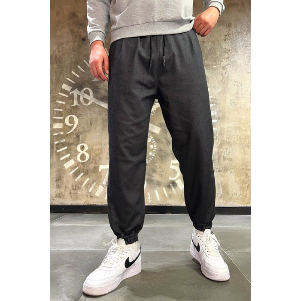 Denim Republic Erkek Antrasit Kalın Kaliteli Kaşe Kumaş Bol Jogger Pantolon Erkek Pantolon Fiyatı