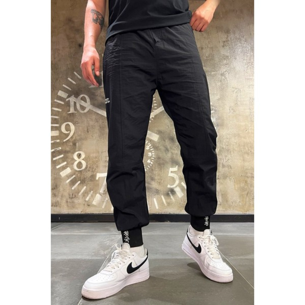 Denim Republic Erkek Siyah Baskılı Naylon Paraşüt Kumaş Jogger Pantolon Erkek Pantolon Fiyatı