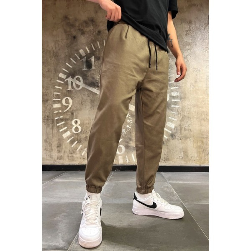 Denim Republic Erkek Vizon Kalın Kaliteli Kaşe Kumaş Bol Jogger Pantolon Erkek Pantolon Fiyatı