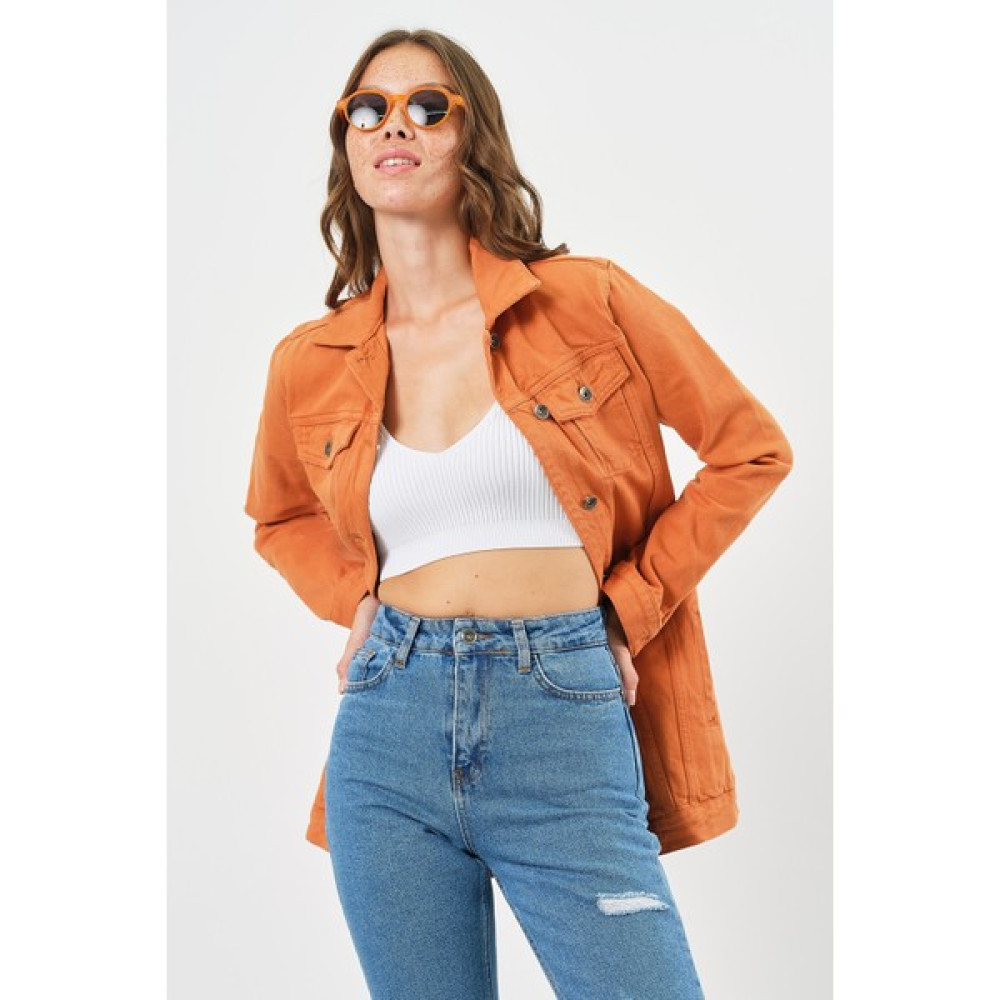 Denim Republic Kadın Turuncu Boyfriend Kot Ceket Bayan Ceket Fiyatı