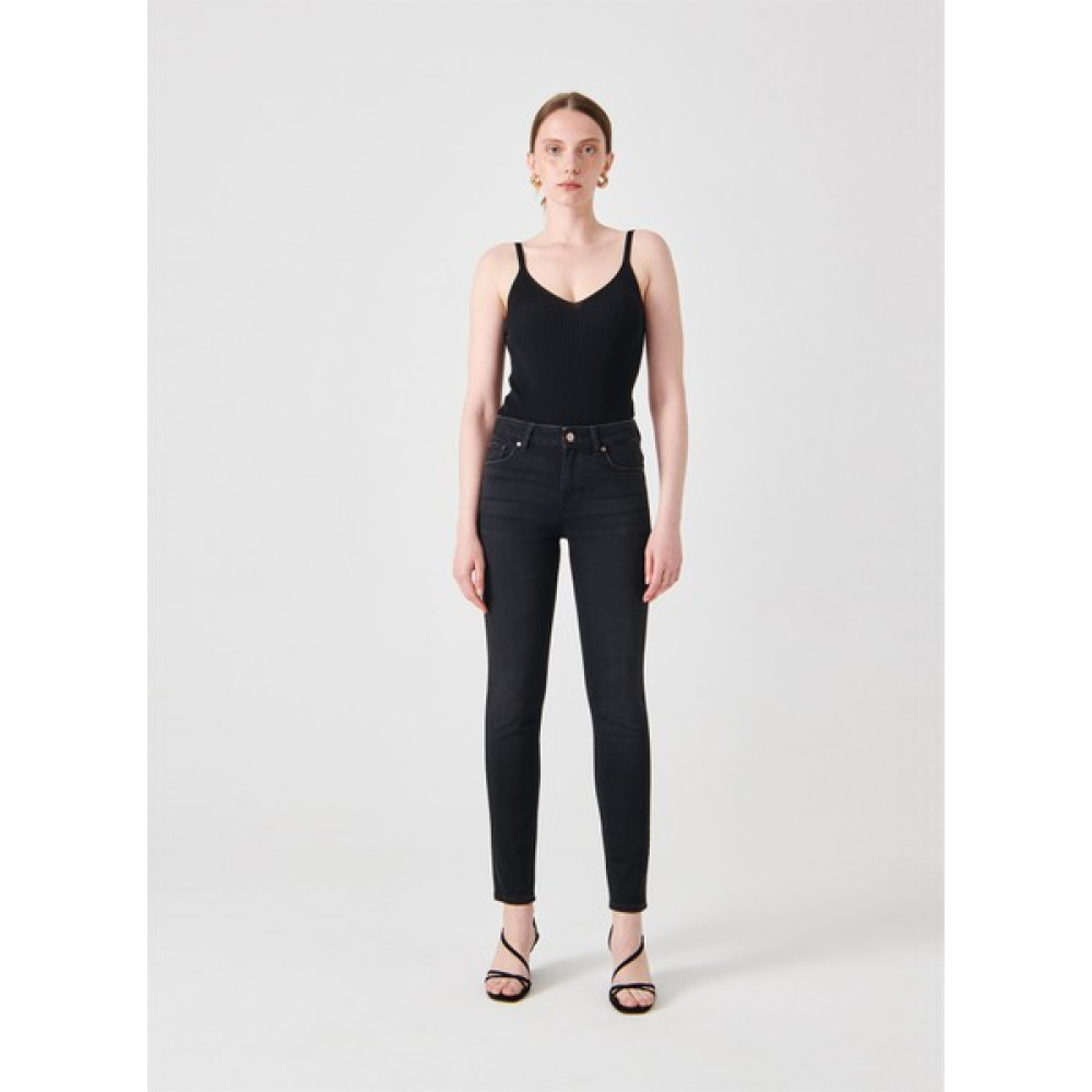 Denim Trip Normal Bel Dar Paça Skinny Fit Siyah Kadın Denim Pantolon DTK332 Siyah Bayan Jeans / Kot Pantolon Fiyatı