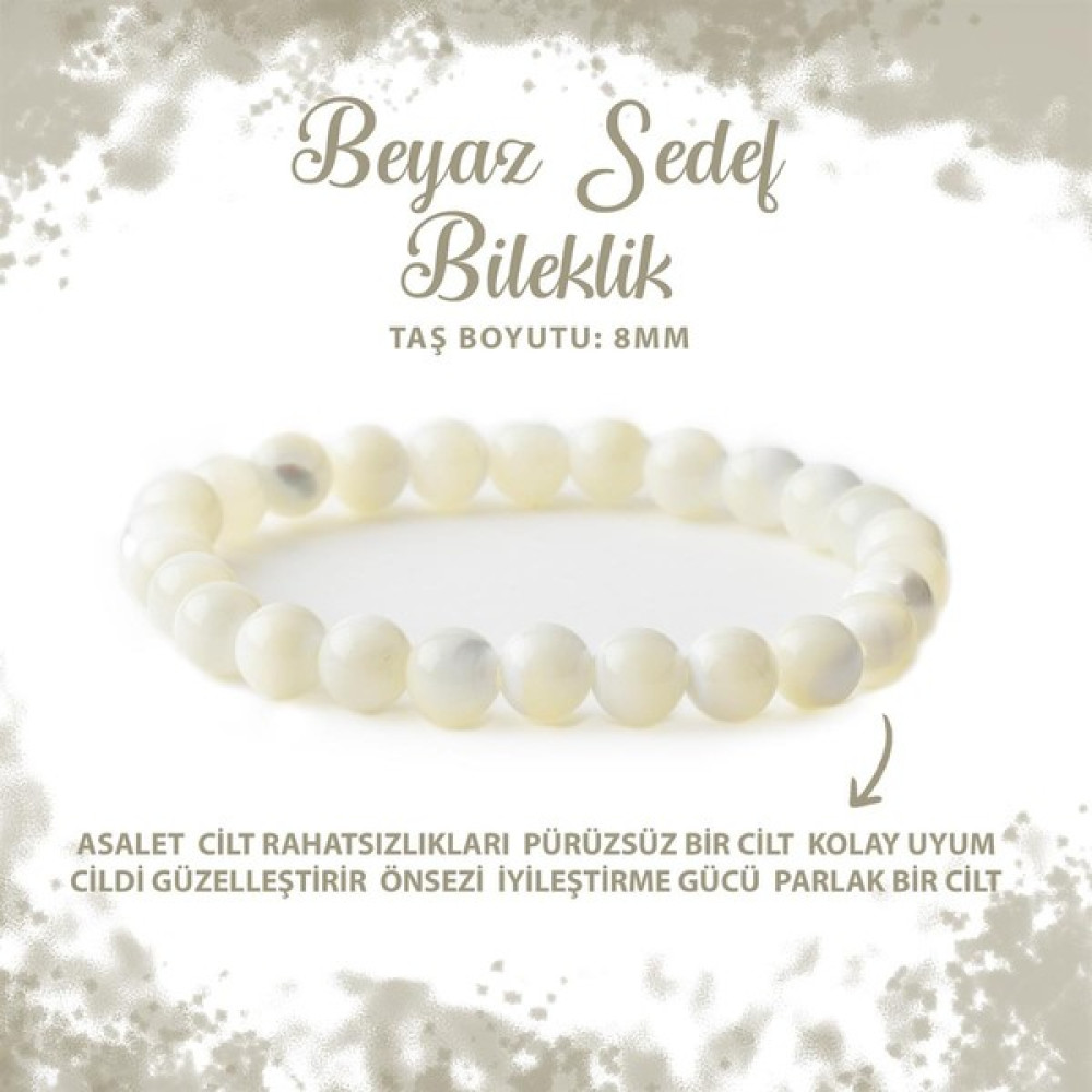 Deniz Doğal Taş Sertifikalı Sedef 8mm Doğal Taş Bileklik Saat ve Bileklik Aksesuarı Fiyatı