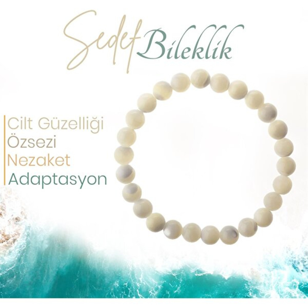 Deniz Doğal Taş Sertifikalı Sedef ( Taşlar) Doğaltaş Bileklik 8 Mm, B966 Saat ve Bileklik Aksesuarı Fiyatı