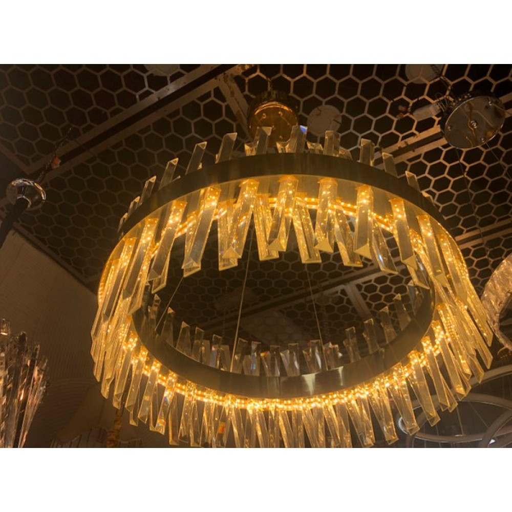 Deniz Işık Evi 60cm Çapında Gold Renk Kristal Taşlı LED Avize Avize Fiyatı