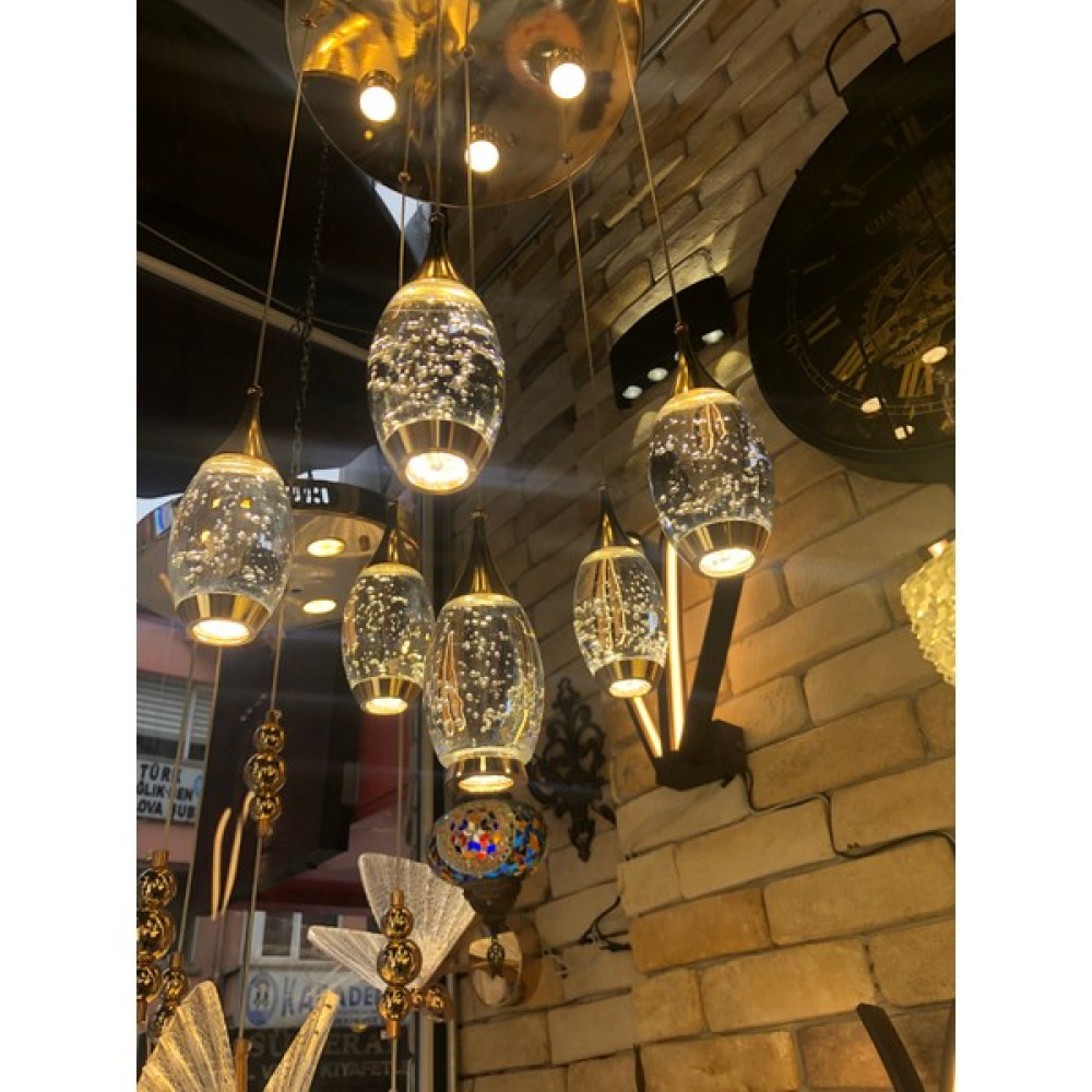 Deniz Işık Evi Damla Model LED Avize - Gold - 6'lı Avize Fiyatı