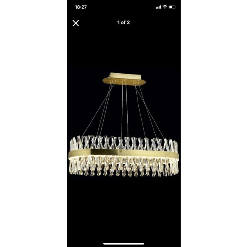 Deniz Işık Evi Deniz Işık EVI80CM Kristal Taşlı Ledli Gold Renk Yemek Masası Avize Avize Fiyatı