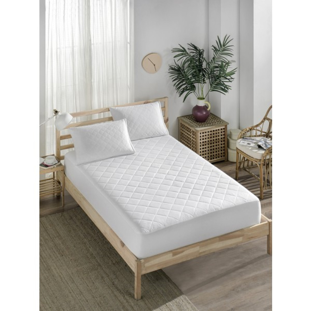 Denizli Alez Yatak Koruyucu Kapitone Fitted Pamuk - Beyaz - 150 x 200 cm Alez / Yatak Koruyucu Fiyatı