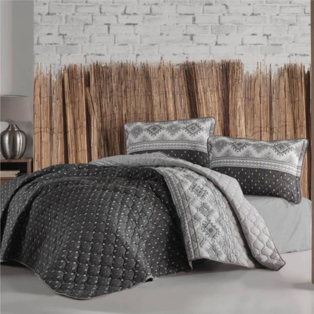 Denizli Çeyiz Clasy Tek Kişilik Kapitone Yatak Örtüsü Takımı Astera Antrasit - 180 x 240 cm Yatak Örtüsü Fiyatı