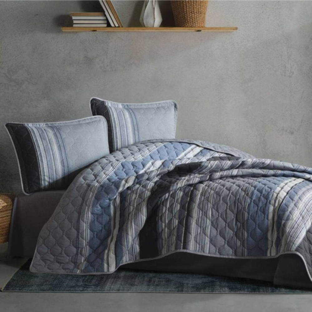 Denizli Çeyiz Clasy Tek Kişilik Kapitone Yatak Örtüsü Takımı Duko Antrasit - 180 x 240 cm Yatak Örtüsü Fiyatı