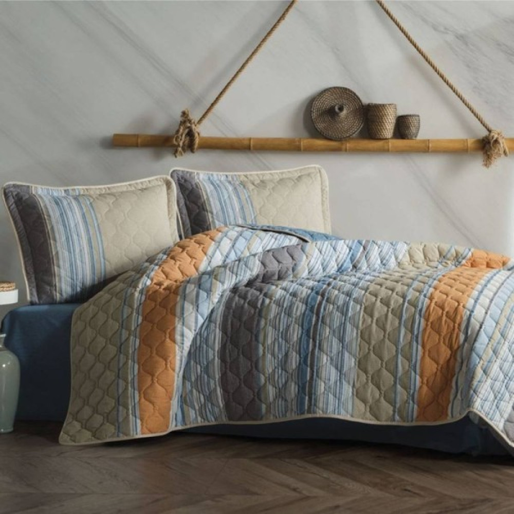 Denizli Çeyiz Clasy Tek Kişilik Kapitone Yatak Örtüsü Takımı Duko Oranj - 180 x 240 cm - Turuncu Yatak Örtüsü Fiyatı