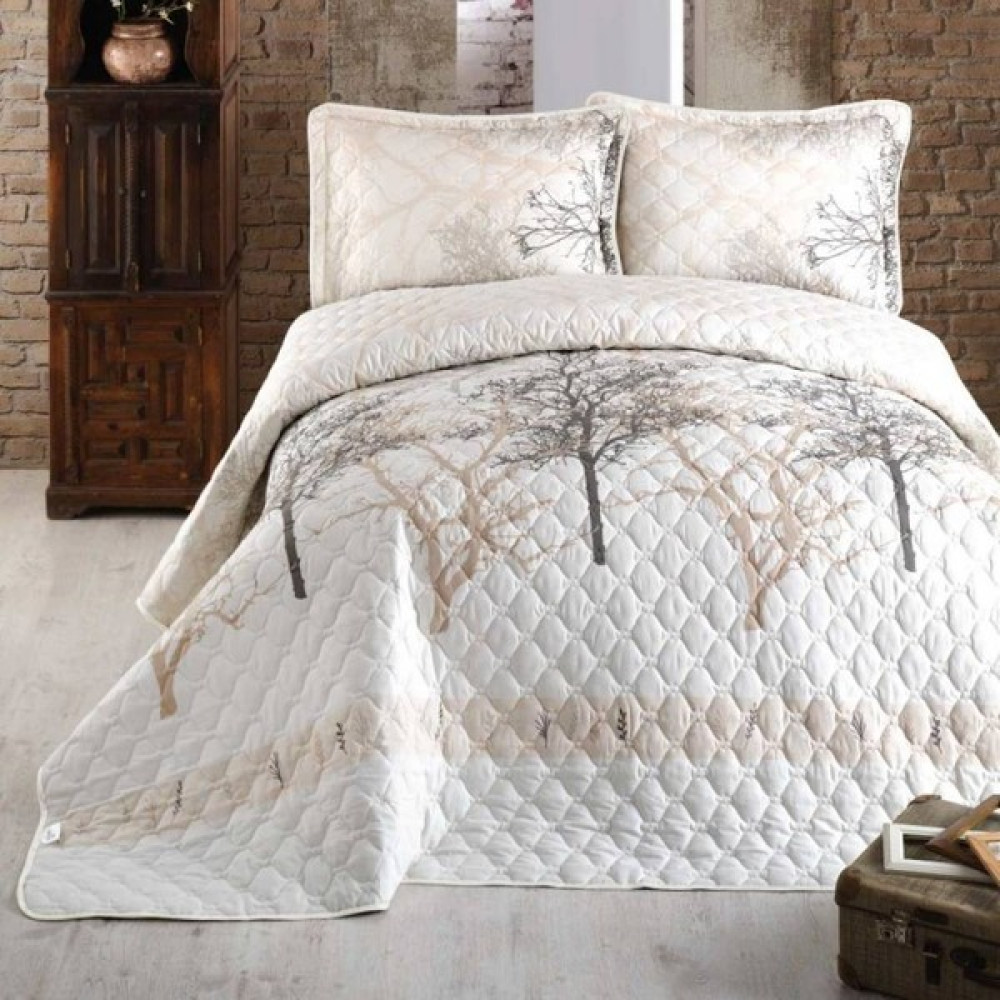 Denizli Çeyiz Clasy Tek Kişilik Kapitone Yatak Örtüsü Takımı Midas Bej - 180 x 240 cm Yatak Örtüsü Fiyatı
