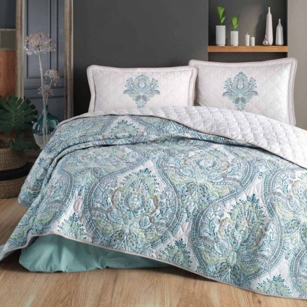Denizli Çeyiz Clasy Tek Kişilik Kapitone Yatak Örtüsü Takımı Ruma Mint - 180 x 240 cm Yatak Örtüsü Fiyatı