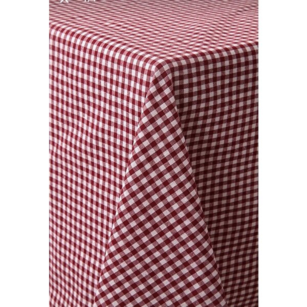 Denizli Çeyiz Küçük Kareli Desen Pötikareli Masa Örtüsü-Sofra Bezi-Piknik Örtüsü - Bordo - 170 x 170 cm Masa Örtüsü Fiyatı