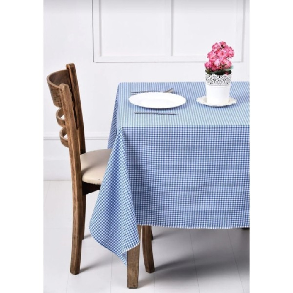 Denizli Çeyiz Küçük Kareli Desen Pötikareli Masa Örtüsü-Sofra Bezi-Piknik Örtüsü - Mavi - Beyaz - 170 x 170 cm Masa Örtüsü Fiyatı