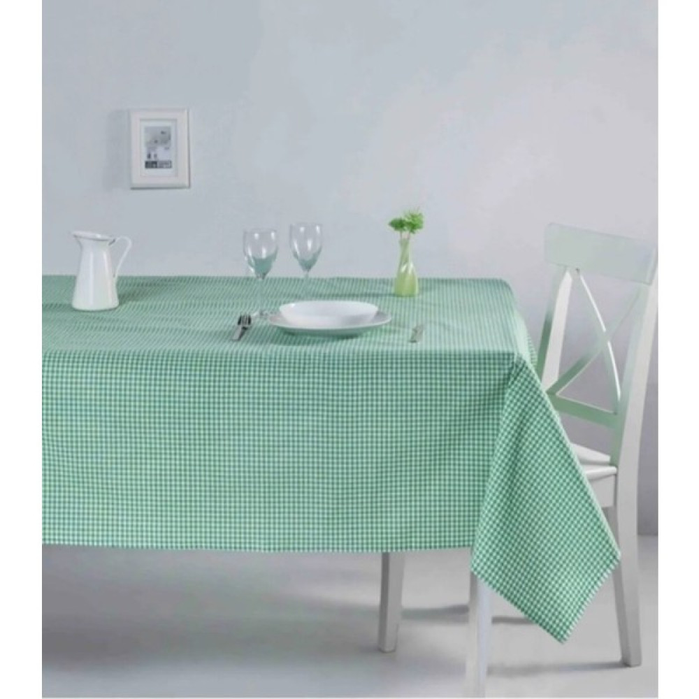 Denizli Çeyiz Küçük Kareli Desen Pötikareli Masa Örtüsü-Sofra Bezi-Piknik Örtüsü - Yeşil - Beyaz - 170 x 170 cm Masa Örtüsü Fiyatı