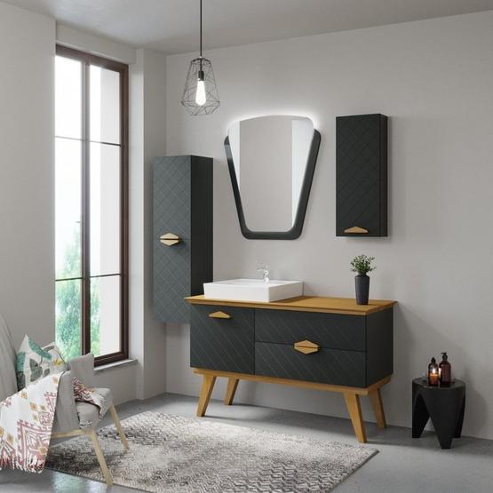 Denko Amazon 125 cm Antrasit Banyo Dolabı