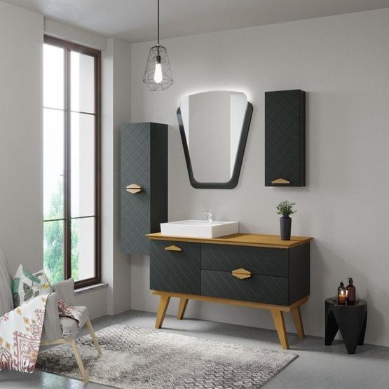 Denko Amazon 125 cm Antrasit Banyo Dolabı