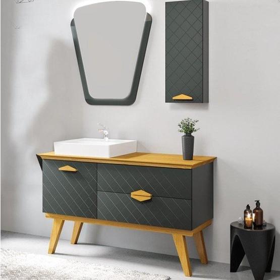 Denko Amazon 125 cm Antrasit Banyo Dolabı