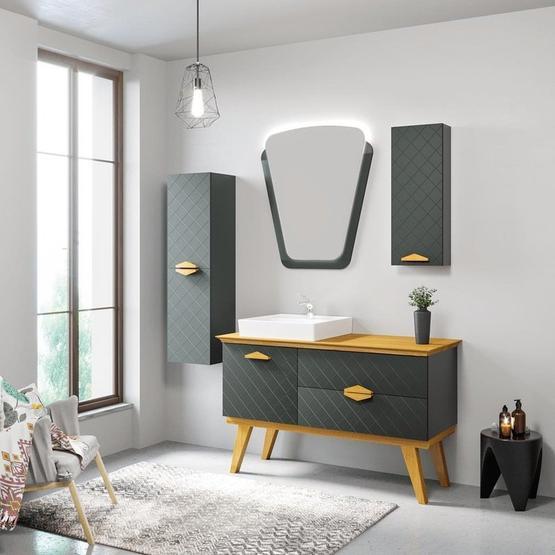 Denko Amazon 125 cm Antrasit Banyo Dolabı