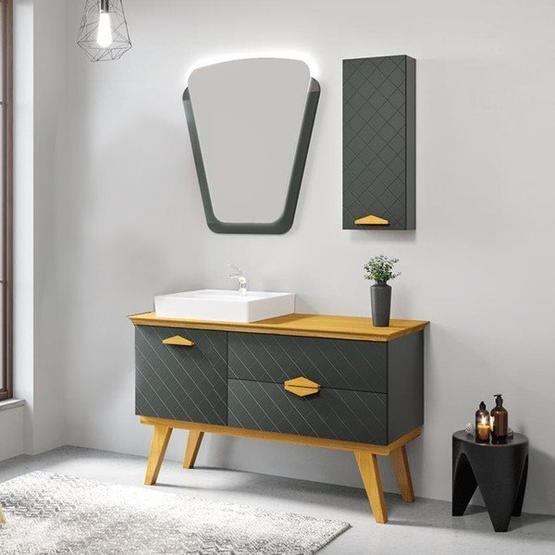 Denko Amazon 125 cm Antrasit Banyo Dolabı