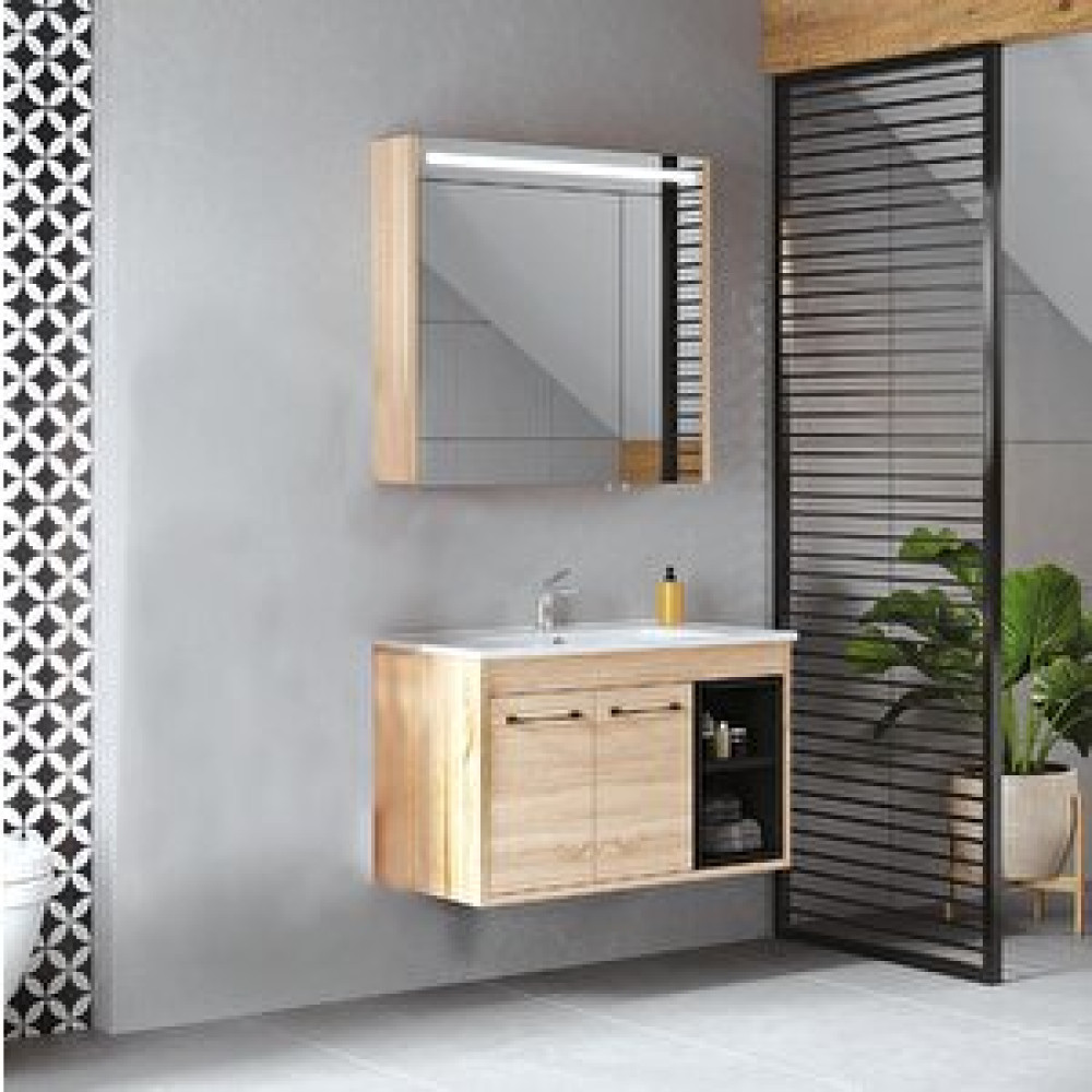 Denko Banyo Denko Latte 85 Cm Mdf Sonoma Banyo Dolabı Takımı Banyo Dolabı / Mobilyası Fiyatı