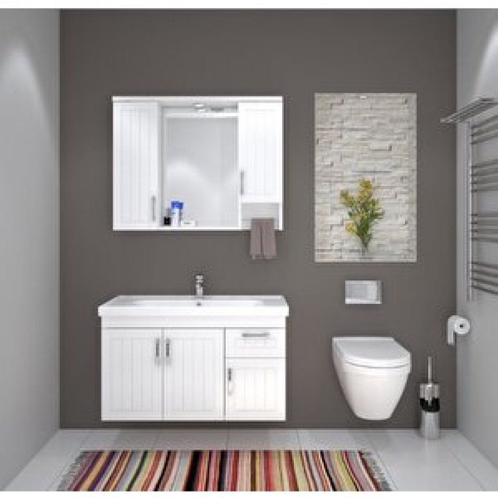 Denko Banyo Denko Lotus 100 Cm Mdf Lake Banyo Dolabı Takımı Banyo Dolabı / Mobilyası Fiyatı