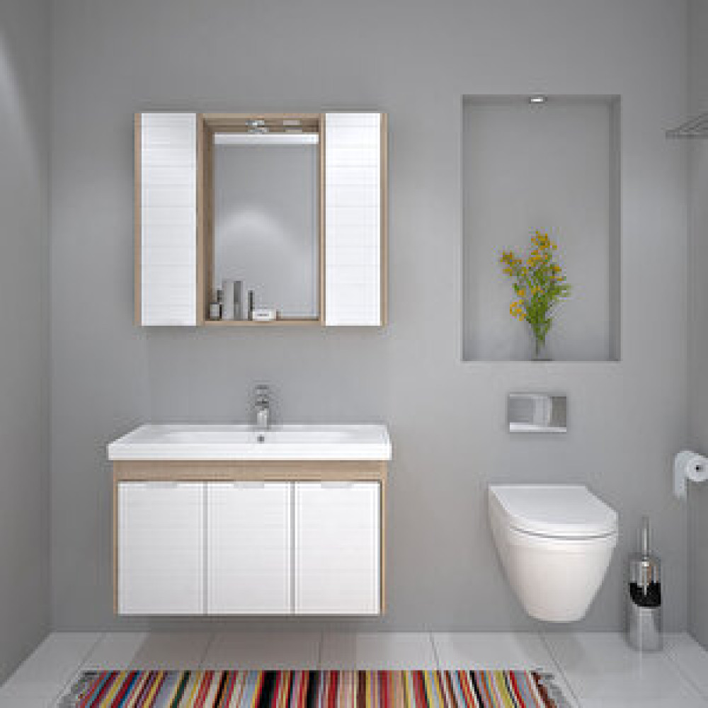 Denko Banyo Mostar Banyo Dolabı Beyaz 90 cm Banyo Dolabı / Mobilyası Fiyatı