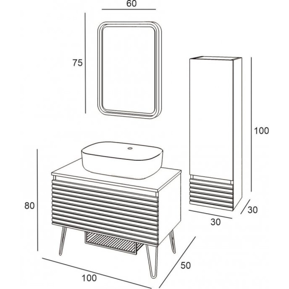Denko Taylan 100 Cm Mdf Siyah Banyo Dolabi Takimi Ve Boy Dolabi Banyo Dolabı / Mobilyası Fiyatı