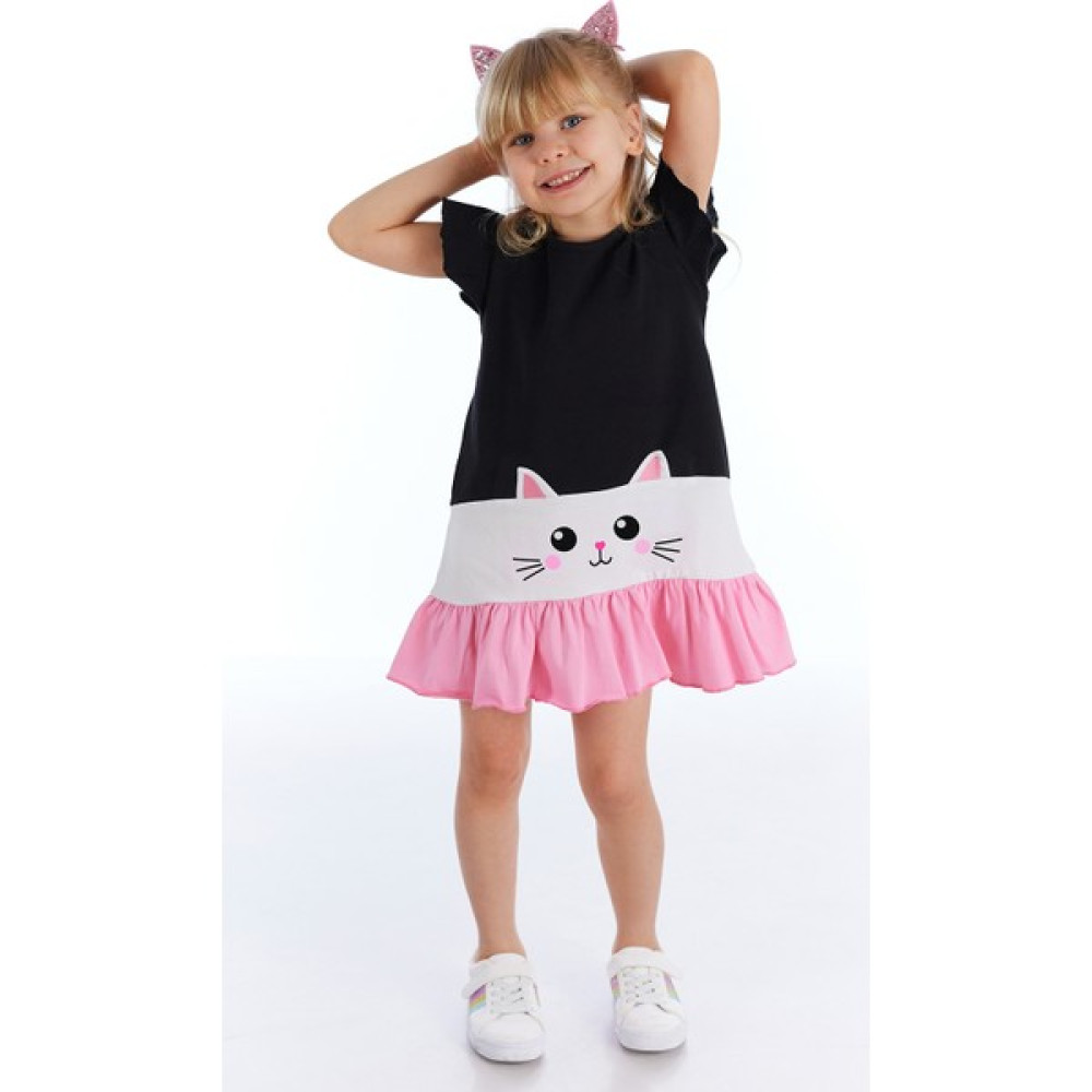 Denokids Beyaz Kedi Fırfırlı Elbise Kız Çocuk Elbise Fiyatı