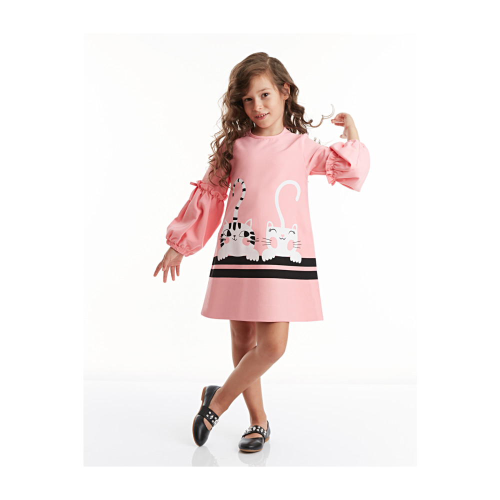 Denokids Cute Friends Kedi Pembe Kız Çocuk Dokuma Elbise 2 YAŞ Beden Elbise Fiyatı