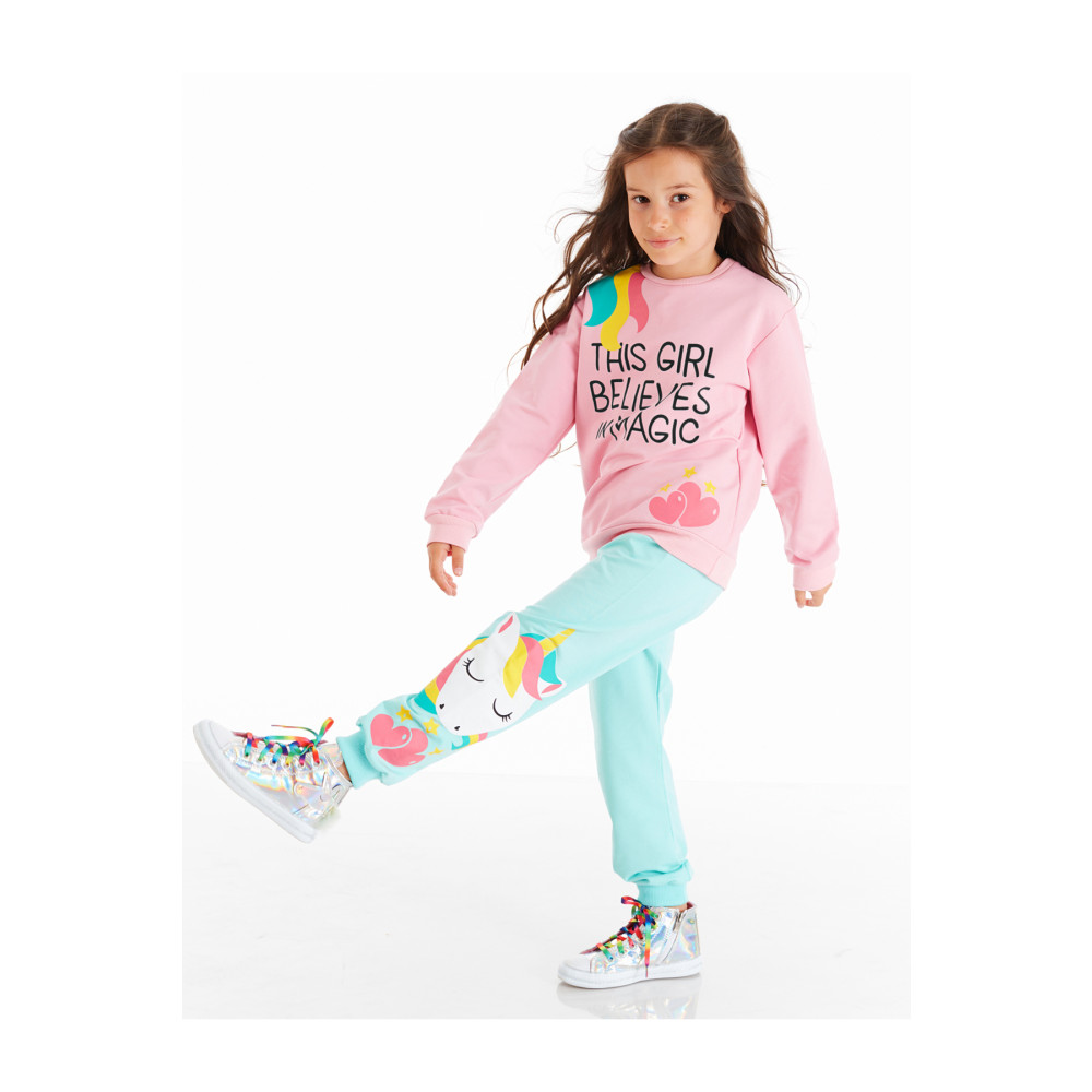 Denokids Girl Magic Unicorn Pembe Mavi Kız Çocuk Eşofman Takımı 5 YAŞ Beden Kadın Eşofman Fiyatı