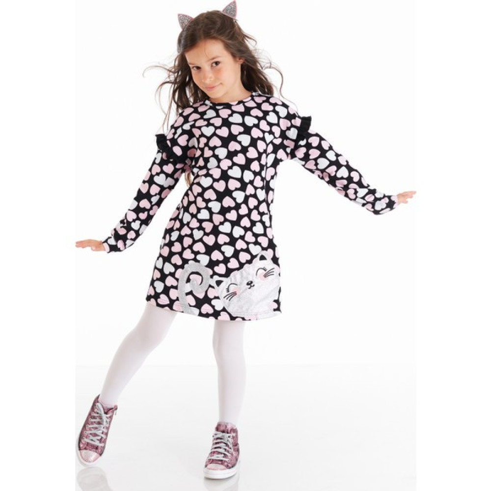 Denokids Gümüş Kalpli Kız Çocuk Elbise Kız Çocuk Elbise Fiyatı