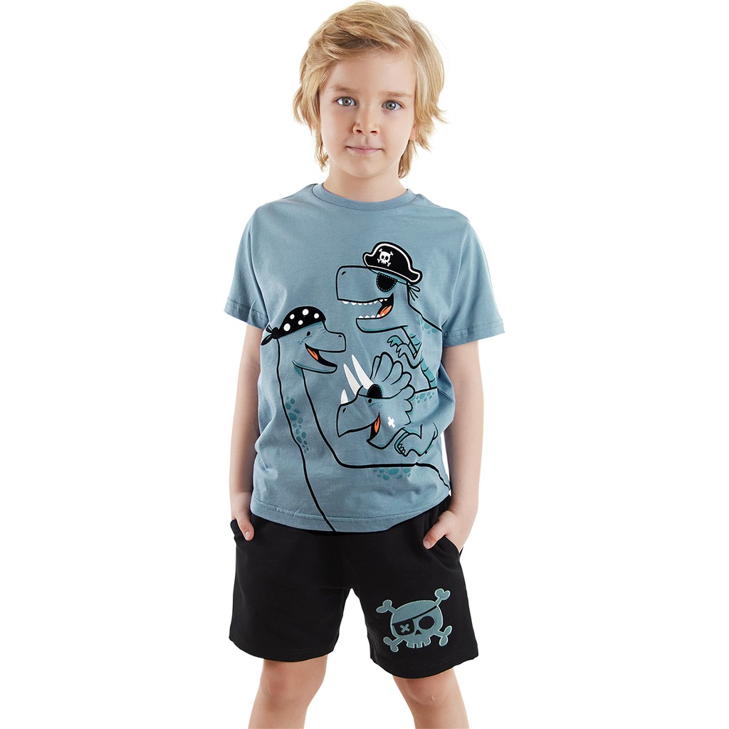 Denokids Korsan Dinolar Erkek Çocuk T-Shirt Şort Takım Erkek Çocuk T-shirt Fiyatı
