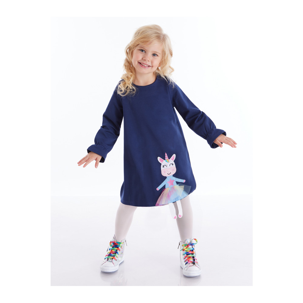 Denokids Lilycorn Unicorn Lacivert Kız Çocuk Elbise 2 YAŞ Beden Elbise Fiyatı