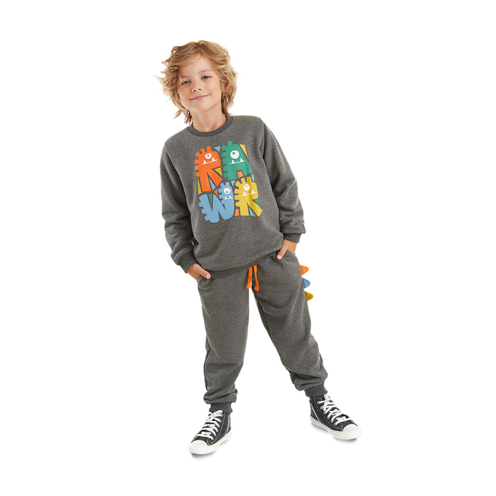 Denokids Rawr Tırtırlı Erkek Çocuk Antrasit Eşofman Takım 3 YAŞ Beden Kadın Eşofman Fiyatı